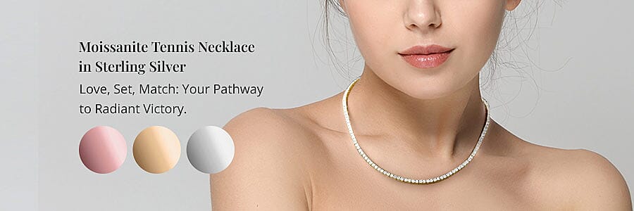 Moissanite Tennis Necklace in Sterling Silver Banner