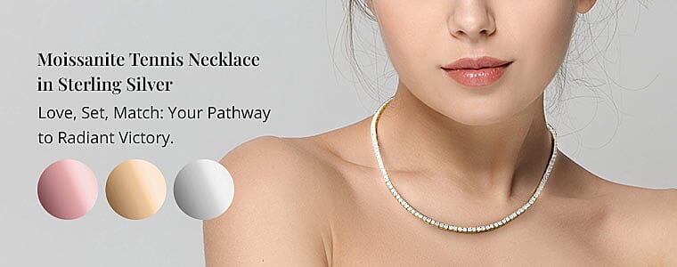 Moissanite Tennis Necklace in Sterling Silver Banner