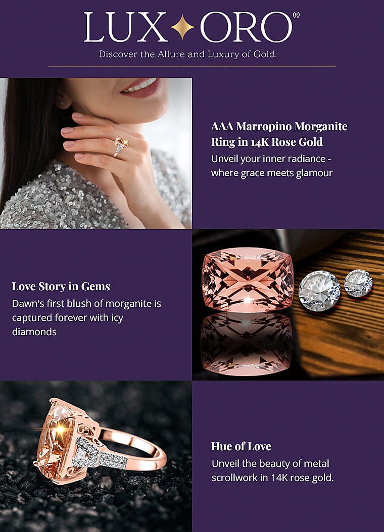 Luxoro AAA Marropino Morganite Ring in 14K Rose GoldBanner