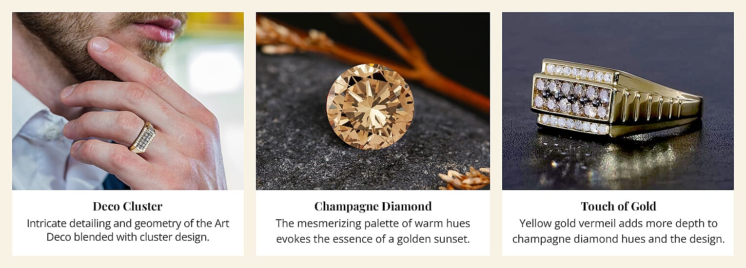 Natural Champagne and White Diamond Men's Ring Banner