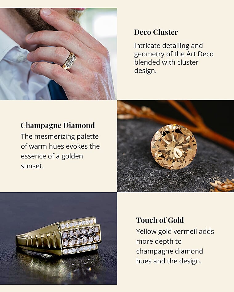 Natural Champagne and White Diamond Men's Ring Banner