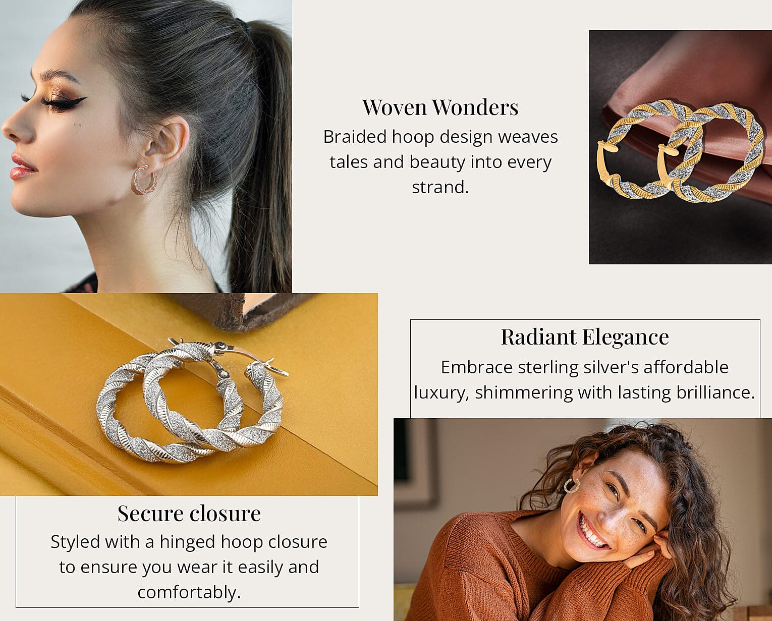 Rhodium Over Sterling Silver Braided Hoop Earrings Banner