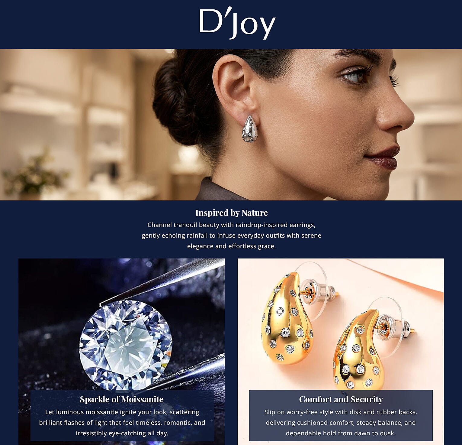 120 Facet Moissanite (Rnd 6.5mm) Trilogy Ring , Pendant without Chain and Stud Earrings Jewelry Set For Women in Vermeil YG Over Sterling Silver 6.20 ctw Banner