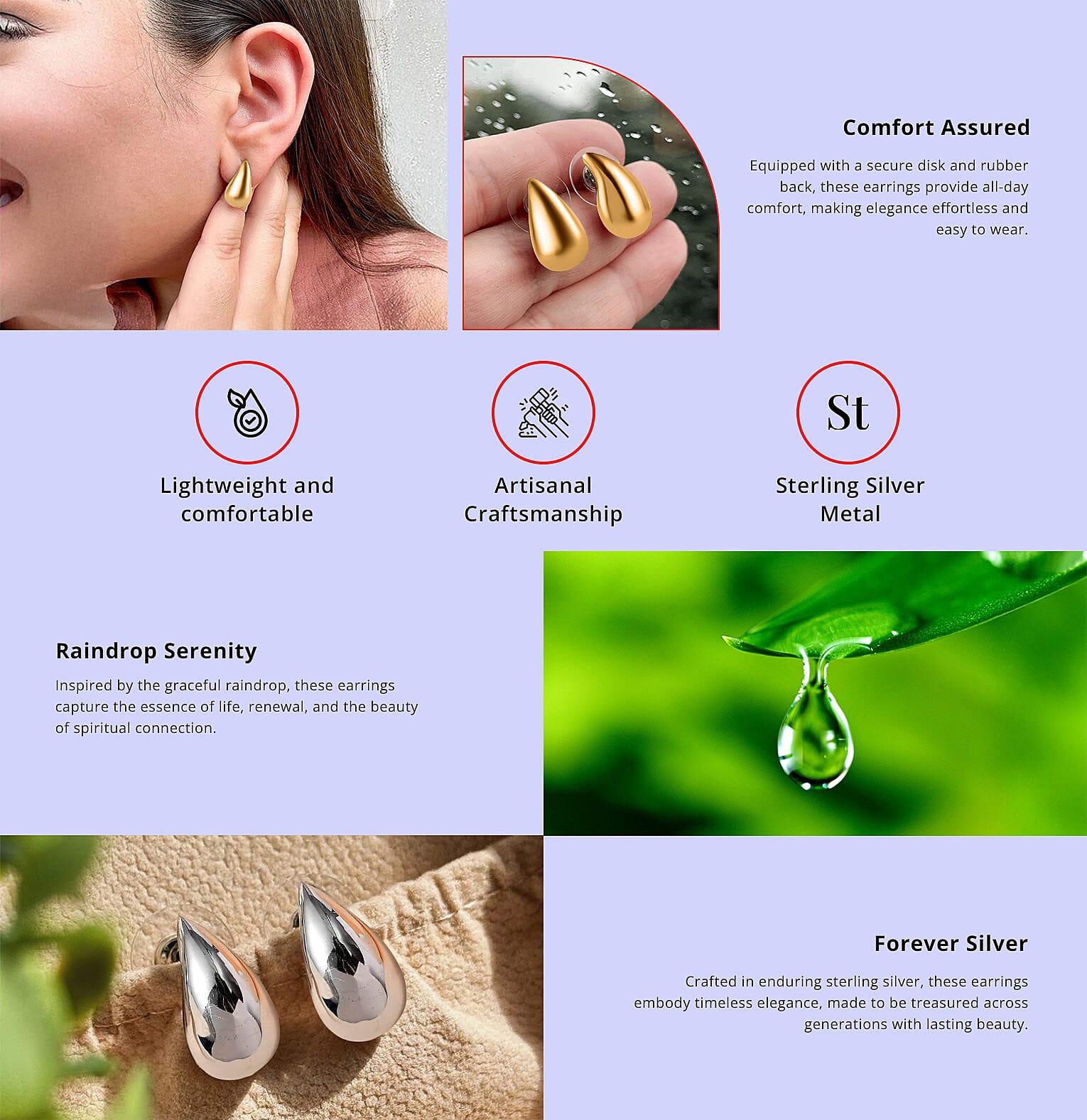 Rain Drop Earrings in Platinum Over Sterling Silver Banner