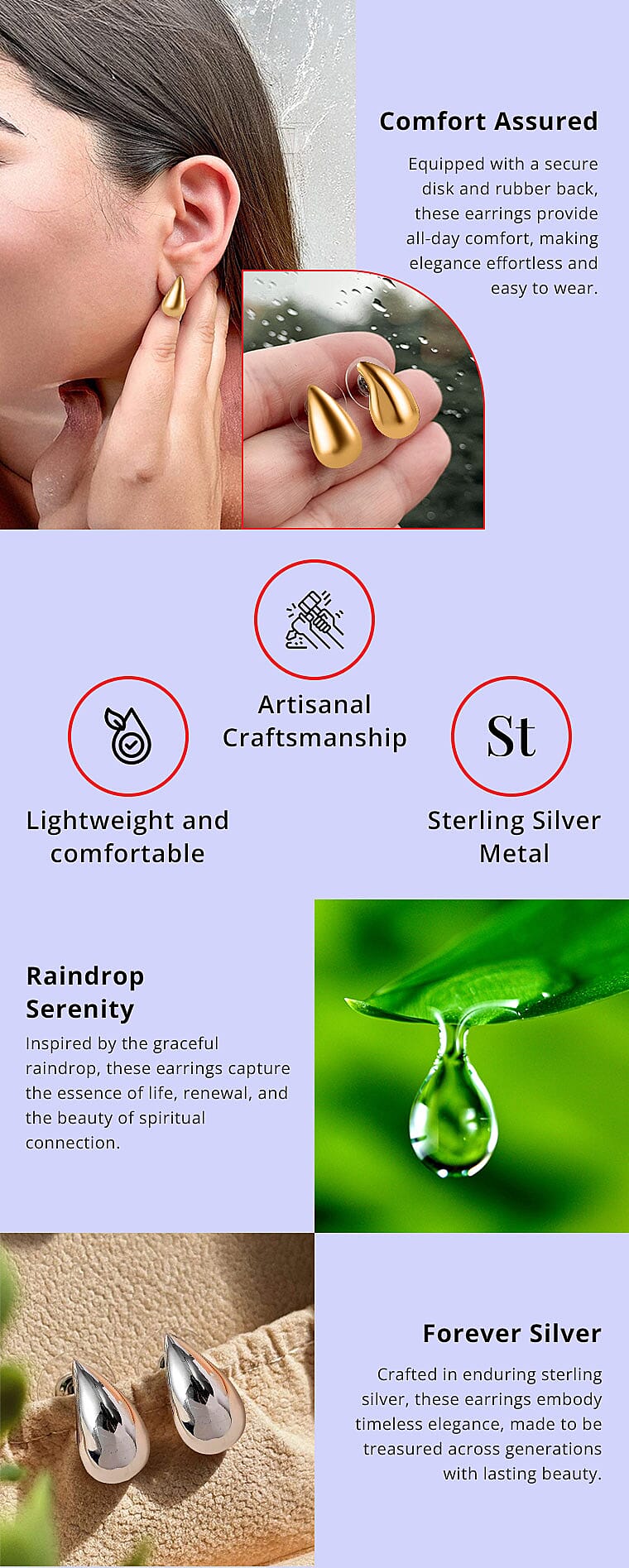 Rain Drop Earrings in Platinum Over Sterling Silver Banner