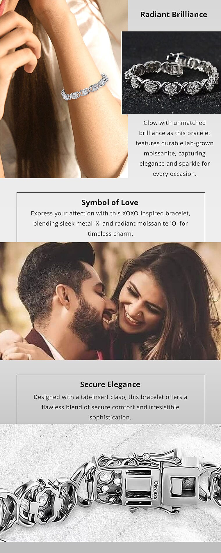 Moissanite 9.50 ctw XOXO Bracelet in Platinum Over Sterling Silver Banner