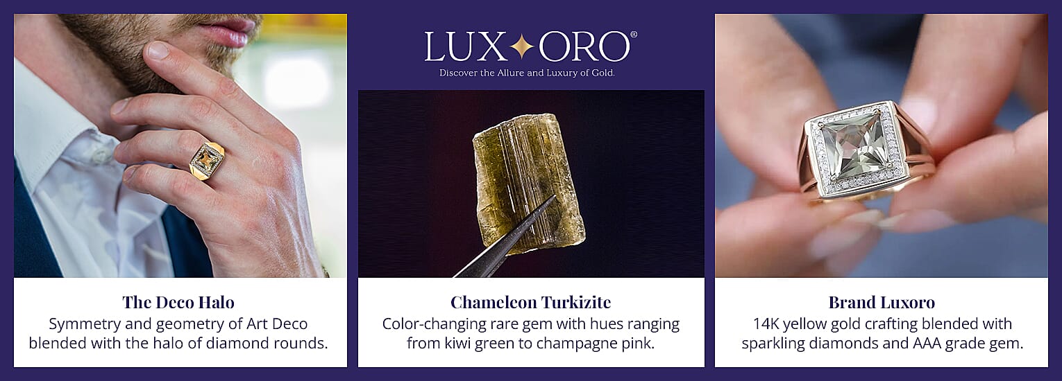 Luxoro AAA Turkizite and G-H I3 Diamond Men's Ring Banner