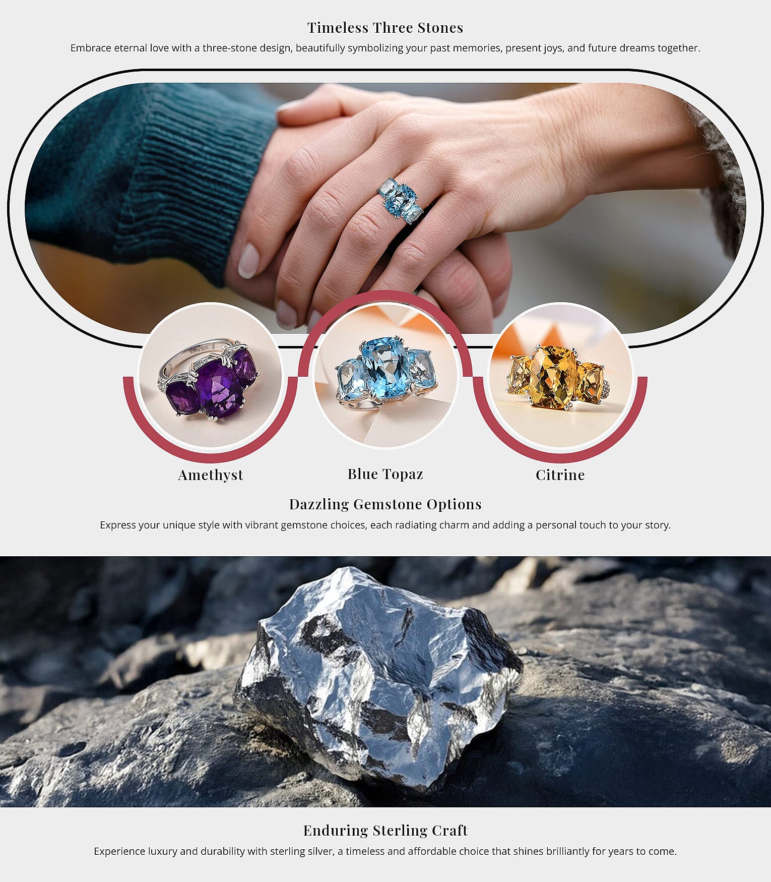 African Amethyst and White Zircon 10.00 ctw Trilogy Ring Banner