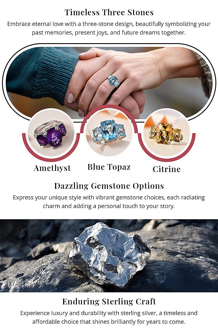 African Amethyst and White Zircon 10.00 ctw Trilogy Ring Banner