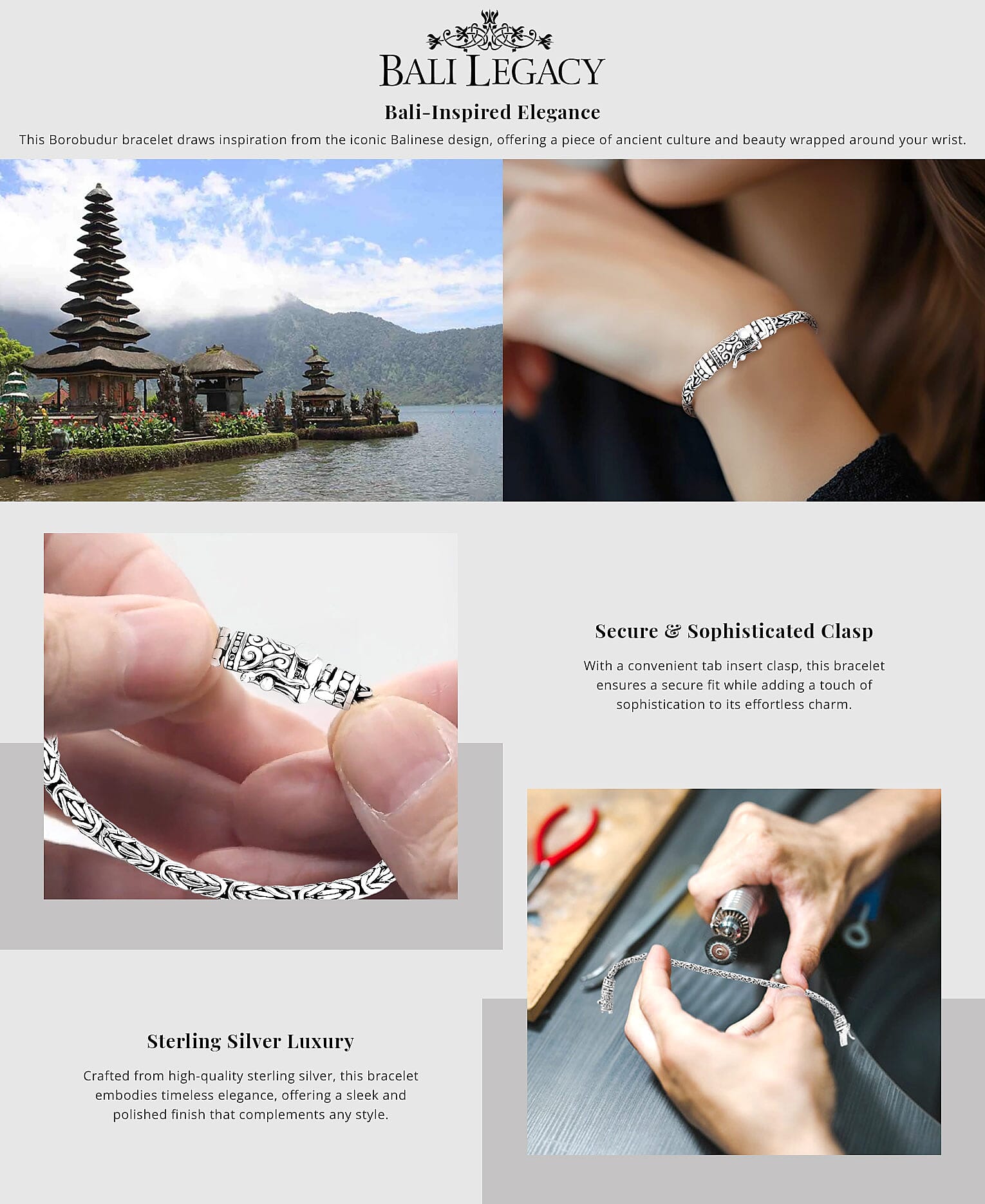 Bali Legacy Oval Shape Borobudur Bracelet in Sterling Silver Banner