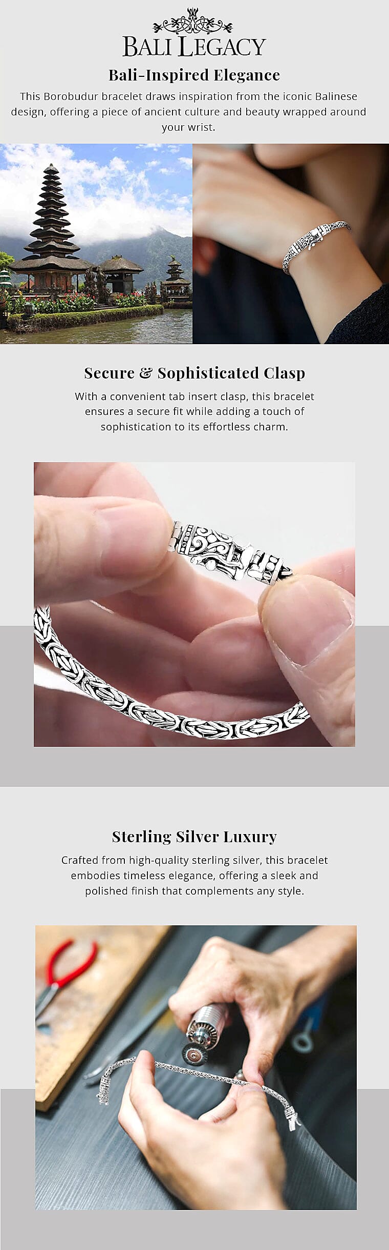 Bali Legacy Oval Shape Borobudur Bracelet in Sterling Silver Banner