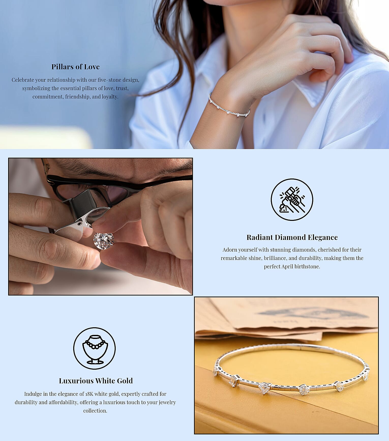 Modani E-F VS Diamond 1.00 ctw 7 Inch Bangle Bracelet in 18K White Banner