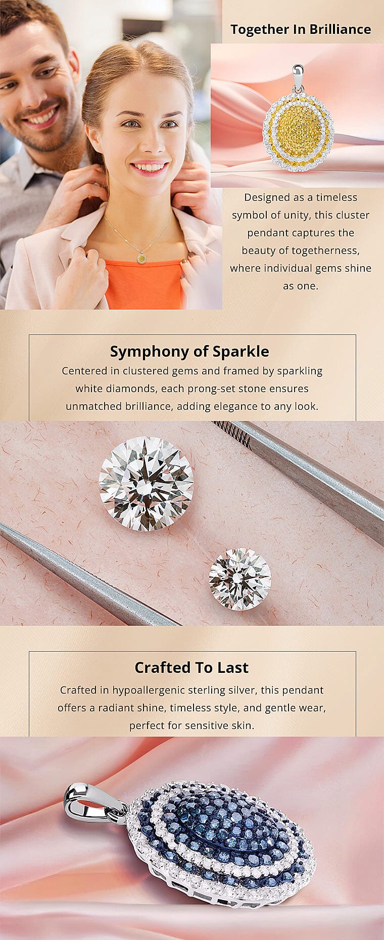 Diamond Cluster Pendant in Platinum Over Sterling Silver Banner