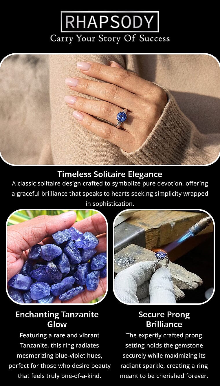 Certified & Appraised Rhapsody 950 Platinum AAAA Tanzanite Solitaire Ring 4.65 Grams 1.50 ctw (Del. in 10-15 Days) Banner