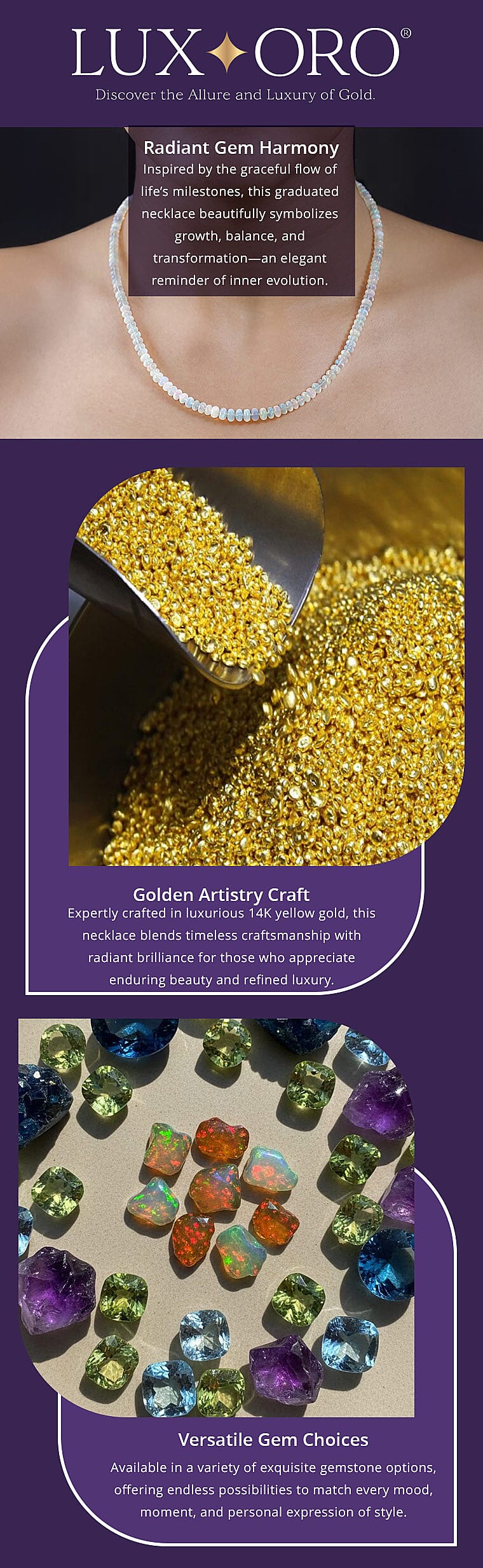 Certified & Appraised Luxoro 14K Yellow Gold AAA Ethiopian Welo Opal Beaded Graduated Necklace 18-20 Inches 45.00 ctw Banner