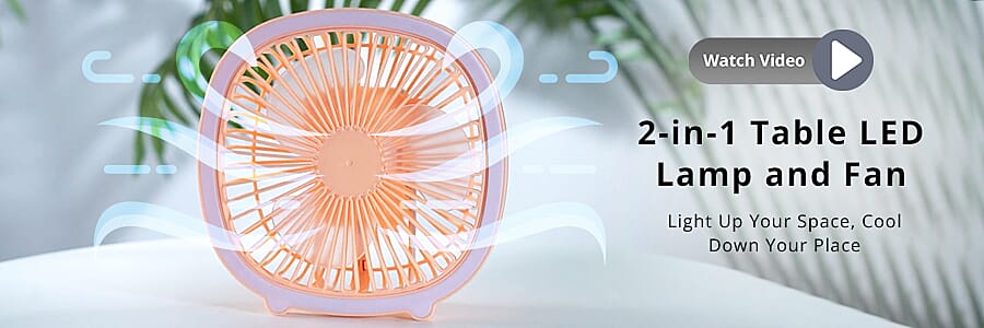 2-in-1 Table LED Lamp and Fan Banner