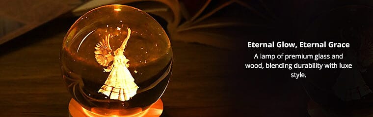 RGB Changing LED Light Crystal 3D Glass Ball with Wood BaseBanner