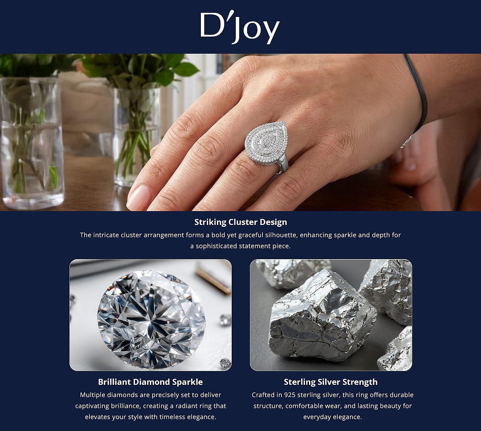 D'Joy Diamond 1.00 ctw Ring in Platinum Over Sterling Silver Banner