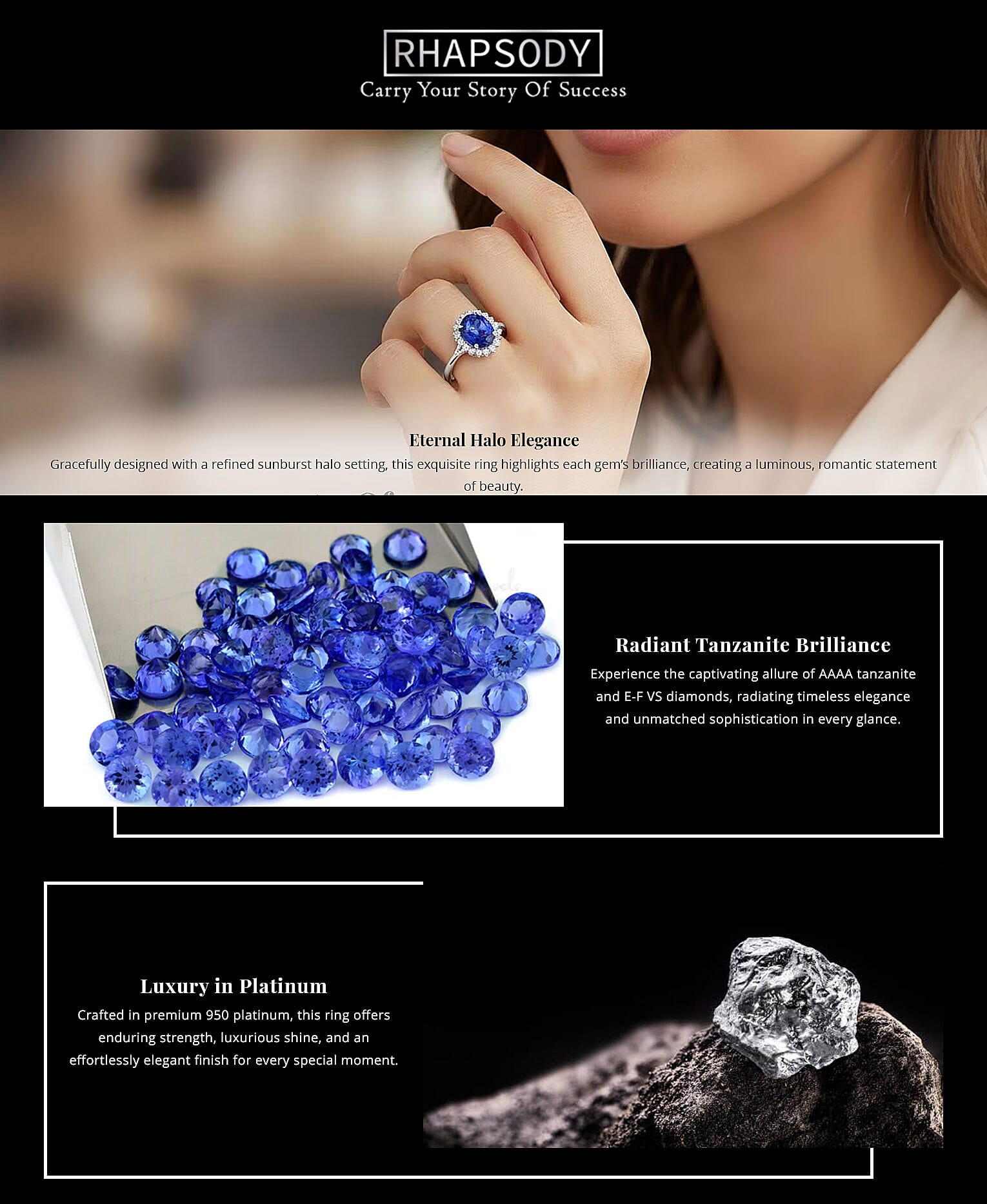 Certified & Appraised Rhapsody 950 Platinum AAAA Tanzanite and E-F VS Diamond Ring 6.30 Grams 4.50 ctw Banner