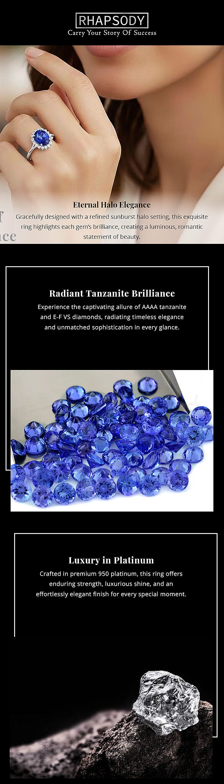 Certified & Appraised Rhapsody 950 Platinum AAAA Tanzanite and E-F VS Diamond Ring 6.30 Grams 4.50 ctw Banner