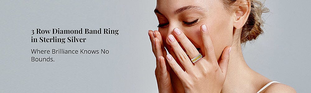 3 Row Diamond Band Ring in Sterling Silver Banner