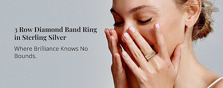 3 Row Diamond Band Ring in Sterling Silver Banner