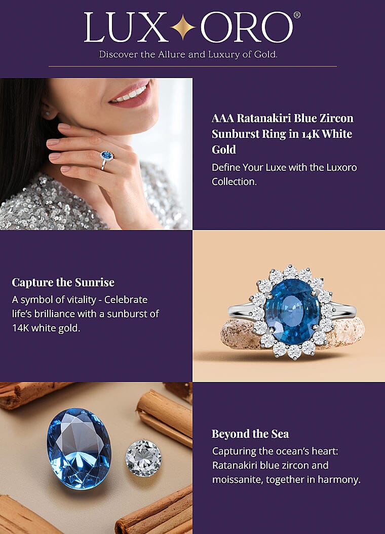 rara　1223 Buy Luxoro AAA Ratanakiri Blue Zircon and Moissanite 6.30