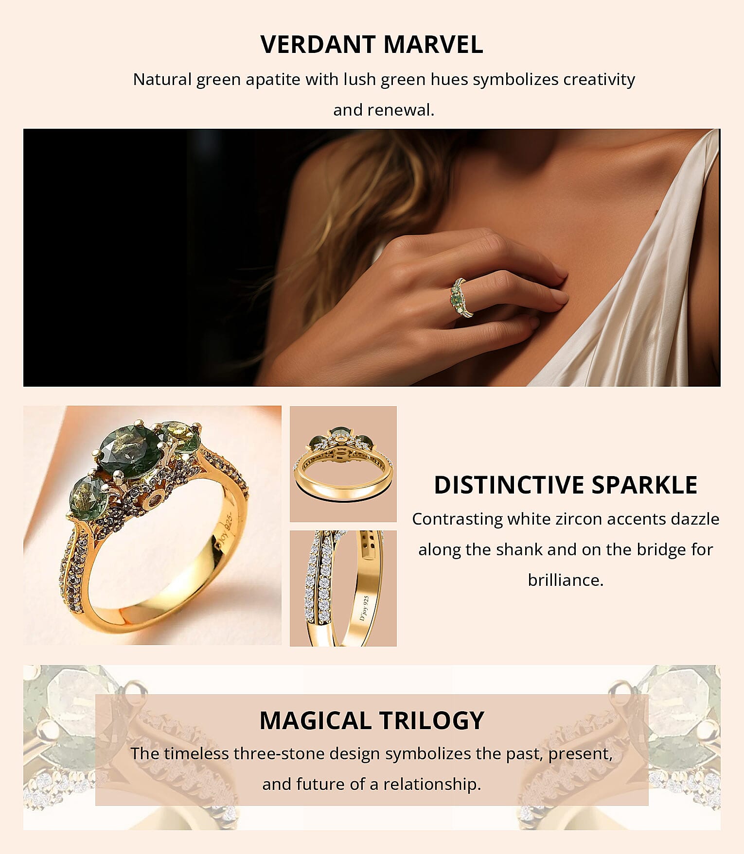 Tanzanian Natural Green Apatite and White Zircon Ring_Edited Banner