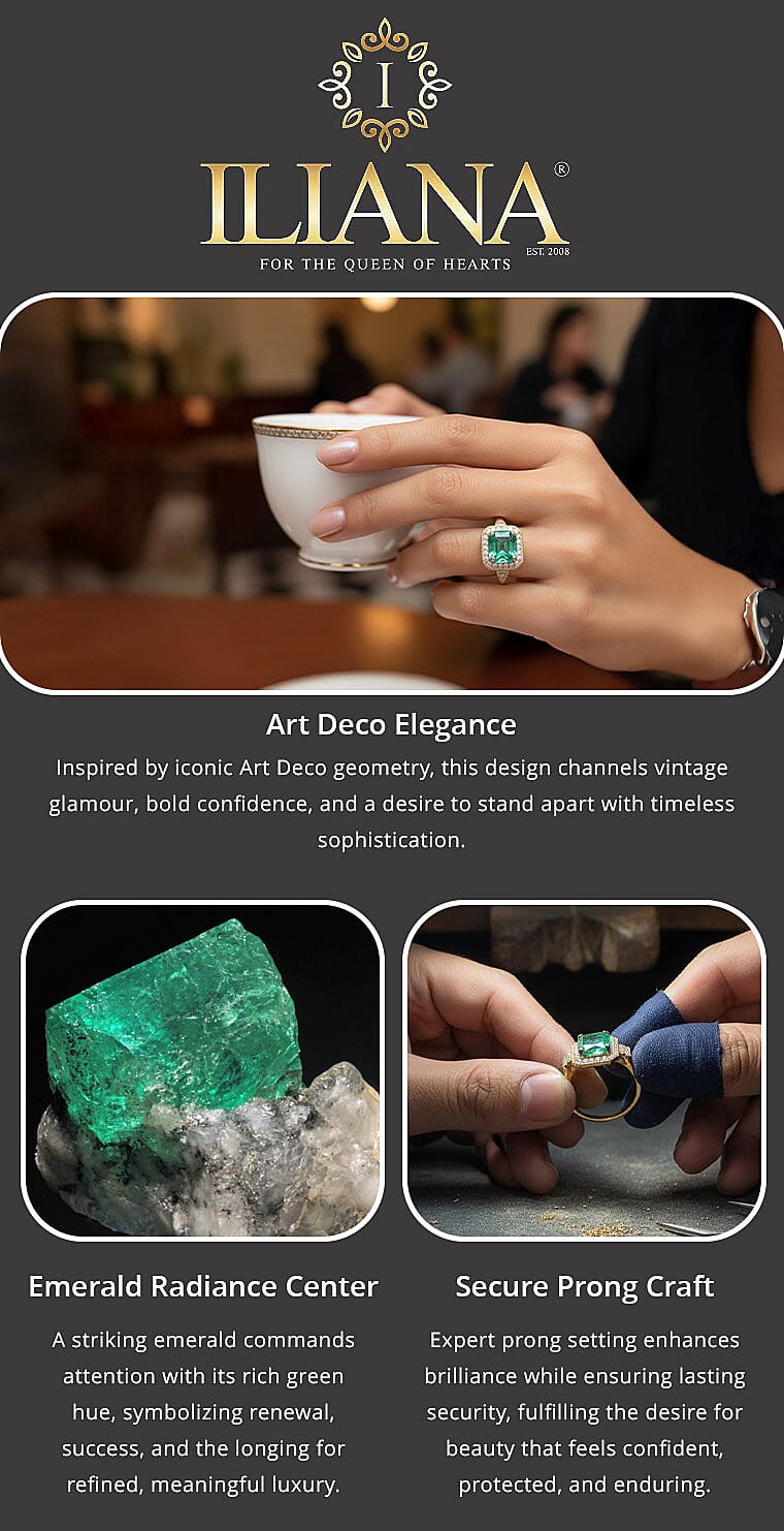 One Of A Kind Certified and Appraised Iliana AAA Boyaca Colombian Emerald and SI Diamond 2.10 ctw Ring in 18K Yellow Gold 4.55 Grams Banner