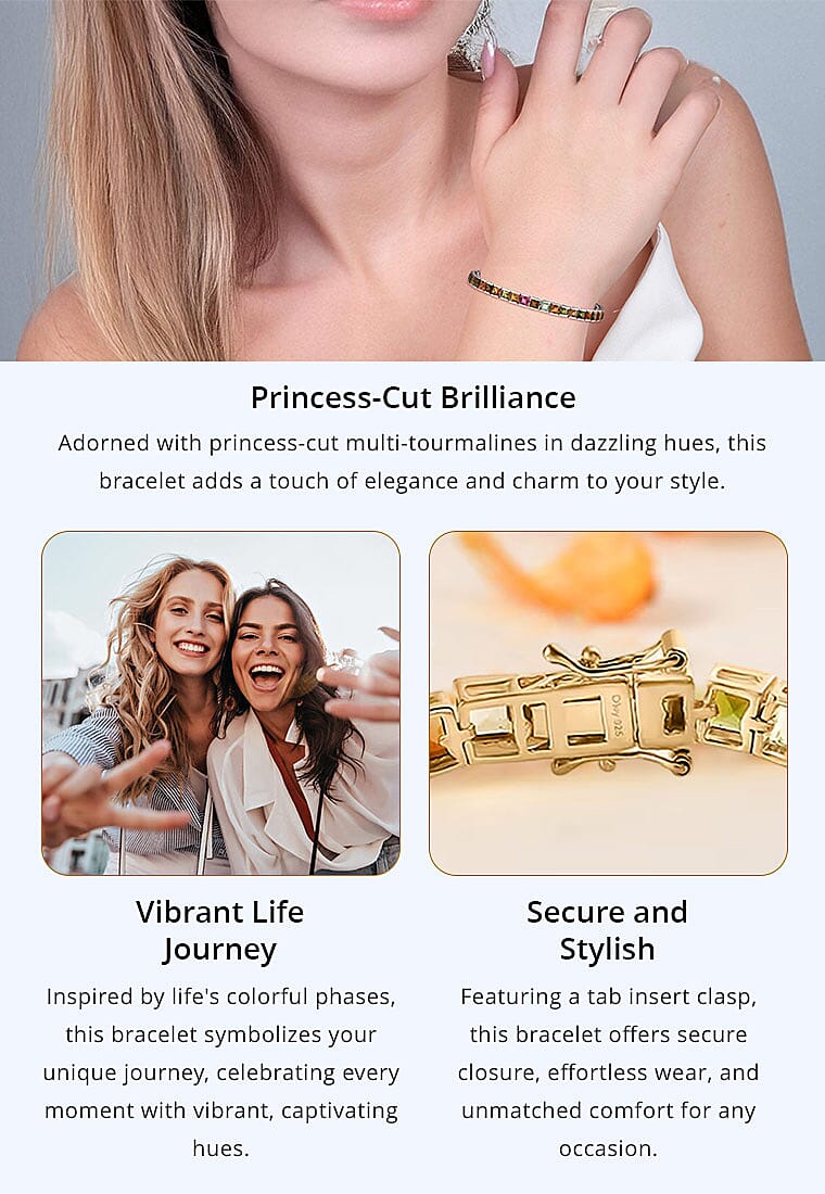 Princess Cut Multi-Tourmaline14.15 ctw Tennis Bracelet Banner
