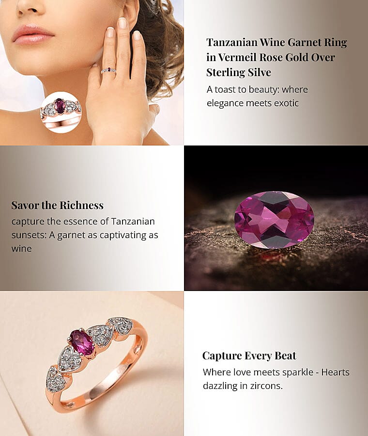 Tanzanian Wine Garnet Ring in Vermeil Rose Gold Over Sterling SilveBanner
