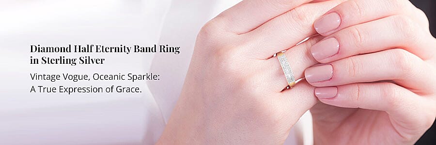 Diamond Half Eternity Band Ring in Sterling Silver Banner