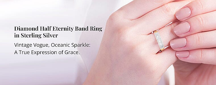 Diamond Half Eternity Band Ring in Sterling Silver Banner