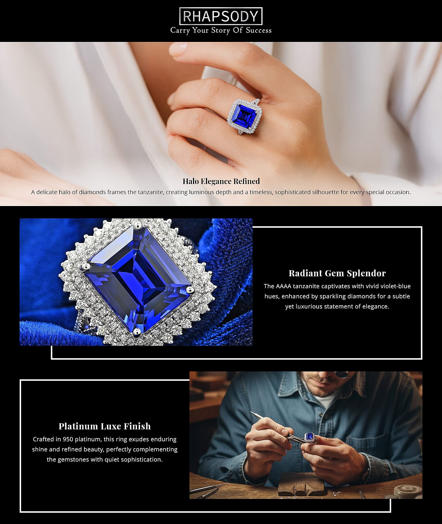 Certified & Appraised Rhapsody 950 Platinum AAAA Tanzanite and E-F VS Diamond Ring 9.95 Grams 7.60 ctw Banner