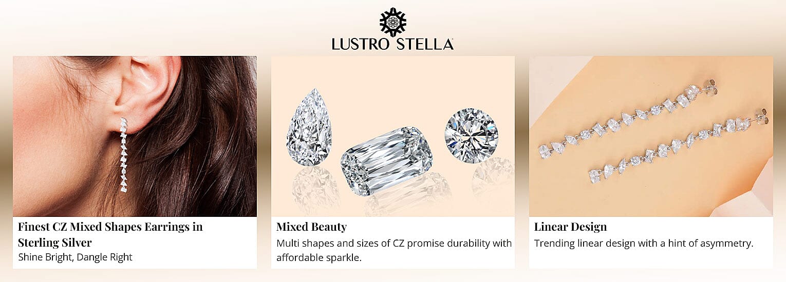 Lustro Stella Finest CZ Mixed Shapes Earrings in Sterling Silver Banner
