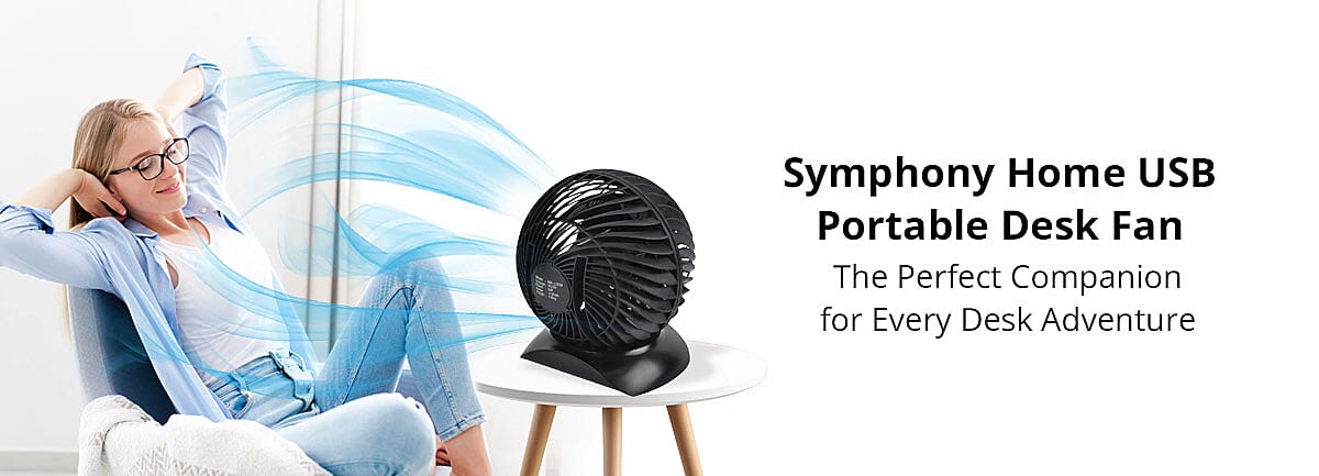 Symphony Home USB Portable Desk Fan Banner
