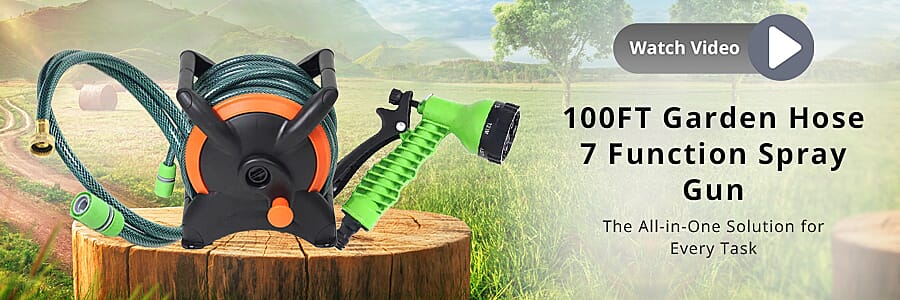 100FT Garden Hose 7 Function Spray Gun Banner