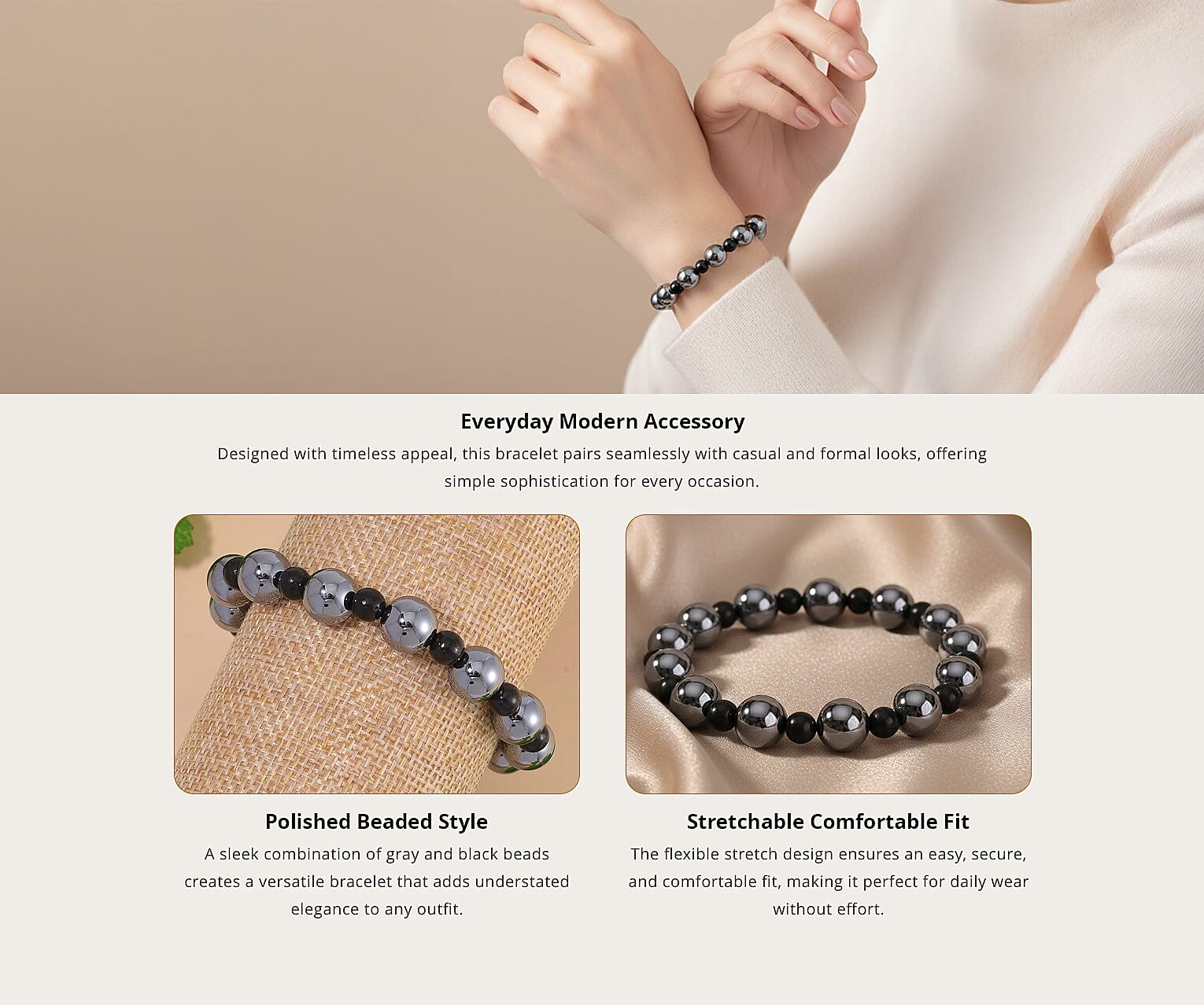 Terahertz and Shungite 96.50 ctw Beaded Stretch Bracelet Banner
