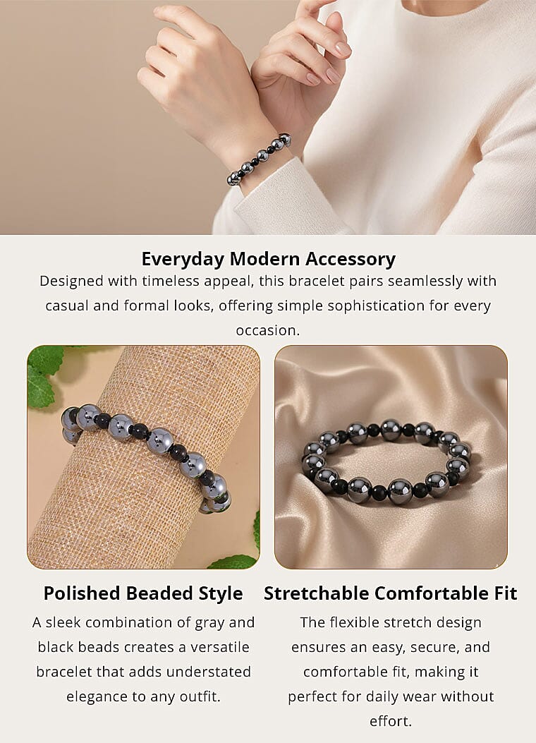 Terahertz and Shungite 96.50 ctw Beaded Stretch Bracelet Banner