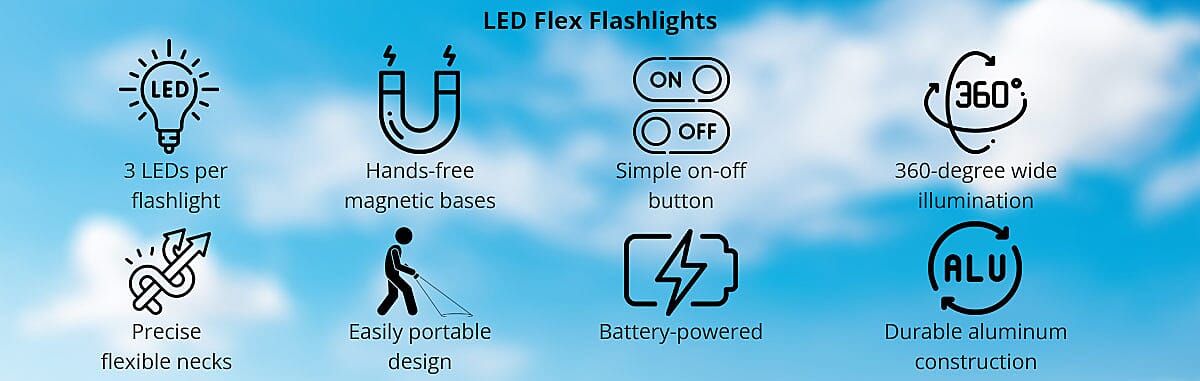 Grab Light, Not Tools - Magnetic LED Flashlights  Banner