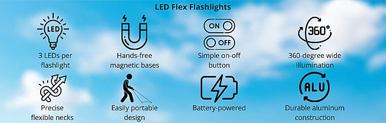 Grab Light, Not Tools - Magnetic LED Flashlights  Banner