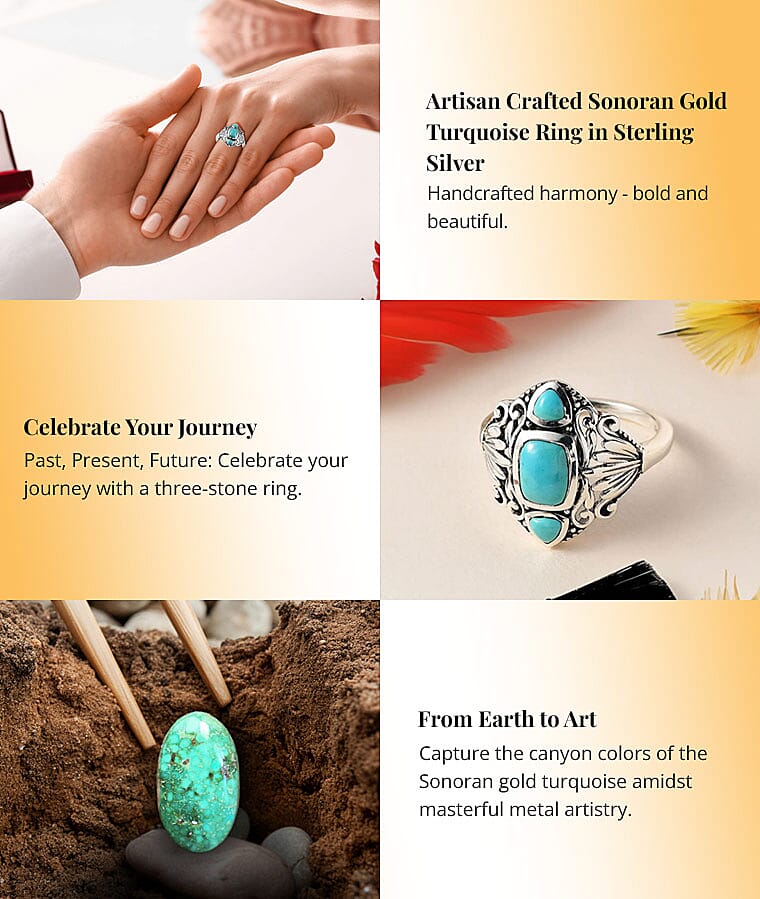 Artisan Crafted Sonoran Gold Turquoise Ring in Sterling SilverBanner