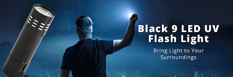 Black 9 LED UV Flash Light Banner