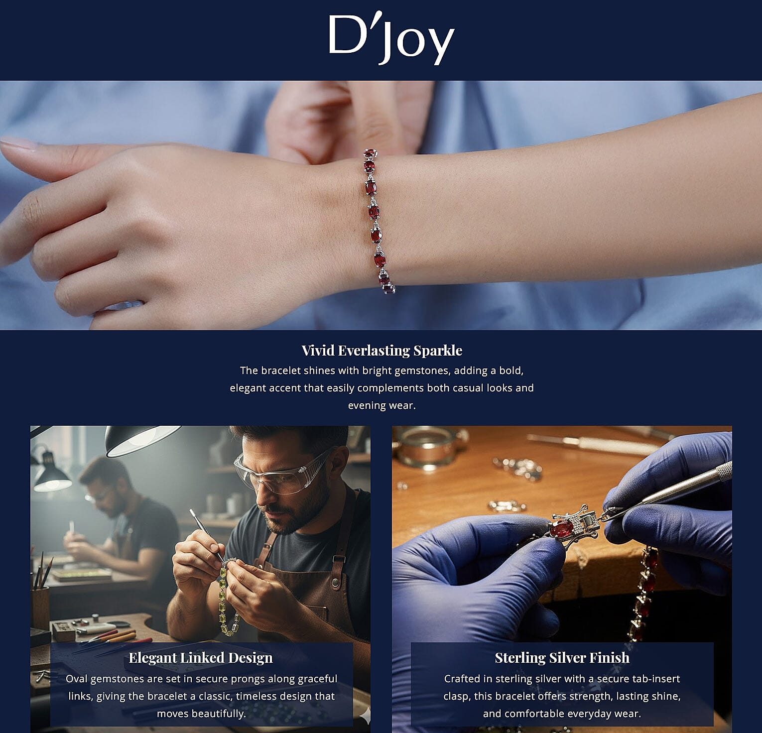 D'Joy Mozambique Garnet Bracelet in Platinum Over Sterling Silver (7.25 In) 12.50 ctw Banner