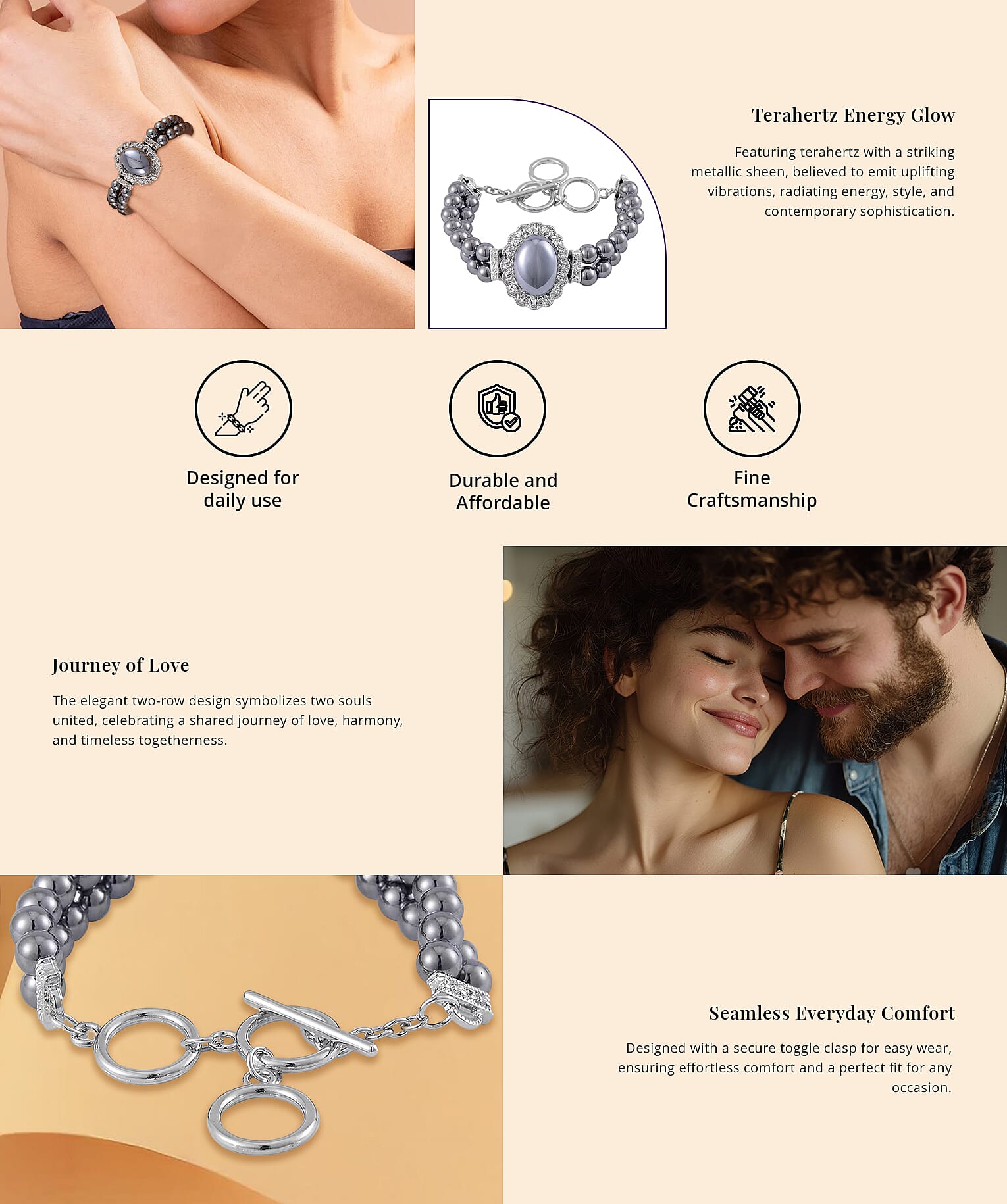 Terahertz 85.00 ctw Beaded Double Row Bracelet in Silvertone Banner