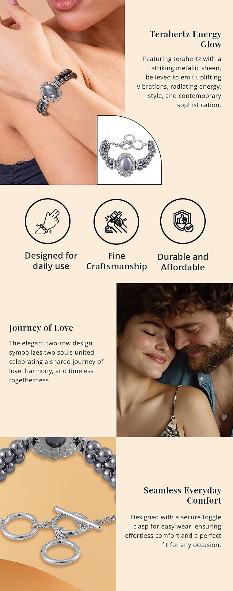 Terahertz 85.00 ctw Beaded Double Row Bracelet in Silvertone Banner