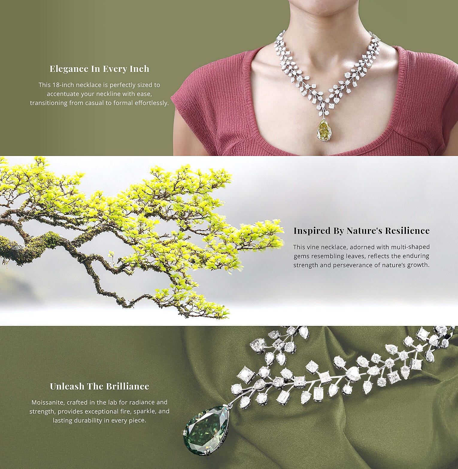 Moissanite 142.50 ctw Necklace in Platinum Over Sterling Silver Banner