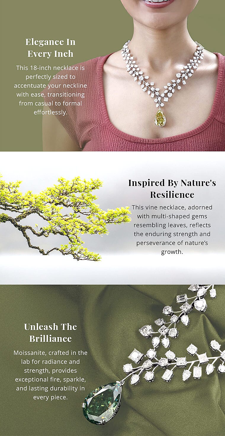 Moissanite 142.50 ctw Necklace in Platinum Over Sterling Silver Banner