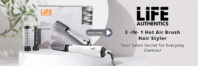 Life Authentics 3 -IN- 1 Hot Air Brush Hair Styler Banner