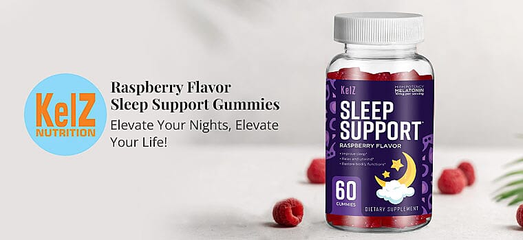 Kelz Raspberry Flavor Sleep Support Gummies Banner